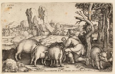 The Prodigal Son with the Swine, 1538 by Hans Sebald Beham